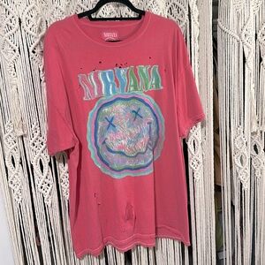 Nirvana distressed over size t by urban outfitters